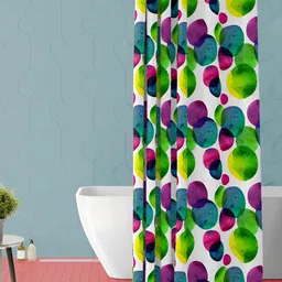 ArtzFolio White & Green Geometric Printed Waterproof Shower Curtain-image-25