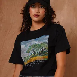 The Roadster Lifestyle Co Printed Cotton Oversized Tshirt-image-124