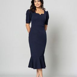 SRUTVA FASHION Women Puff Sleeve PU Coated A-Line Dress-55
