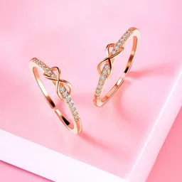 Peora Rose Gold-Plated Cubic Zirconia Studded Adjustable Toe Rings-52