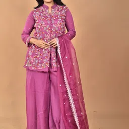 Morchari Embroidered Top With Palazzos & Dupatta Co-Ords-image-17
