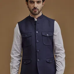 Neumen Men Woven Design Sleeveless Nehru Jackets-27