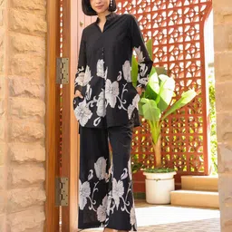 JISORA Floral Printed Pure Cotton Tunic With Trouser Co-Ord Set-7