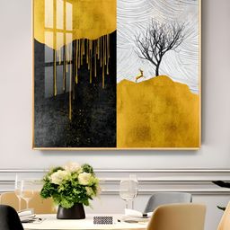 THE NEXT DECOR Black Majestic Tree Glass Finish Square Wall Art-image-88