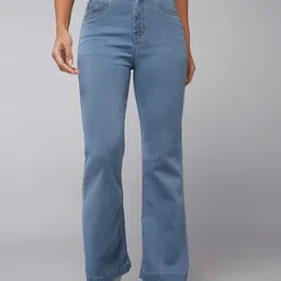 DOLCE CRUDO Women Bootcut High-Rise Heavy Fade Stretchable Jeans-picture-6
