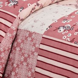 BED-SHEET.COM Red & White Floral Printed 140 TC Cotton King Bedsheet Set 2.54 m x 2.74 m image 3