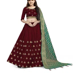 Shoryam Fashion Girls Embroidered Thread Work Ready to Wear Lehenga & Blouse With Dupatta-picture-33