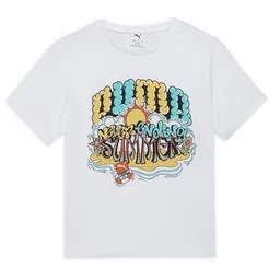 Puma Boys Graphics Printed Pure Cotton Relaxed Fit Short Sleeve T-Shirt-54