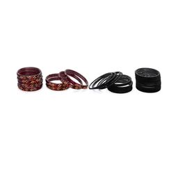 SOMIL Set Of 32 Maroon & Black Alloy Artificial Stones & Beads Bangles-picture-3
