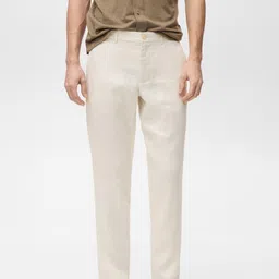 MANGO MAN Pure Linen Slim Fit Trousers-image-22