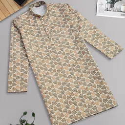 Sangria Boys Chikankari Mandarin Collar Cotton Straight Kurta-12