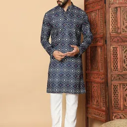 FoxDX Men Printed Thread Work Kurta-picture-11