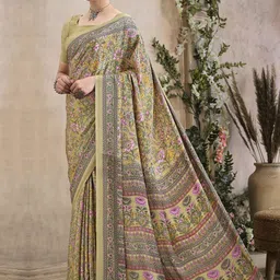 Anouk Rustic Floral Poly Crepe Bagru Saree-picture-17