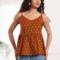 KALINI Print Cotton Peplum Top-image-61