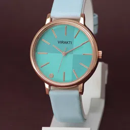 VIRAKTI Women Brass Dial & Leather Wrap Around Straps Analogue Watch G-08-AUQE BLUE-28-image-80