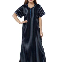 NIGHTY KING Women Striped Maxi Nightdress-picture-20