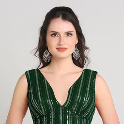 HERE&NOW Embroidered Sleeveless Saree Blouse-picture-16