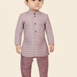 Ethniks Neu-Ron Infant Geometric Printed Mandarin Collar Straight Kurta With Pyjamas-32