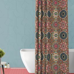 ArtzFolio Green & Brown Printed Waterproof Shower Curtain-image-94