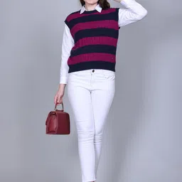 GOSHA & MAU Women Striped Sweater Vest-image-55