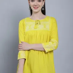 AVAYAYAT Embroidered Keyhole Neck Top-picture-6