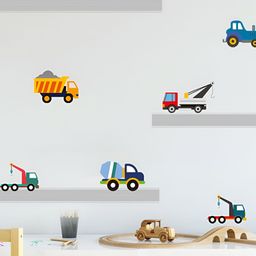 INDIAN ROYALS Blue & Green Tractor & Crane Bus Self Adhesive Waterproof Wall Stickers-29
