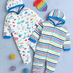 BUMZEE Boys Pack of 2 Printed Hooded Sleepsuit-picture-8