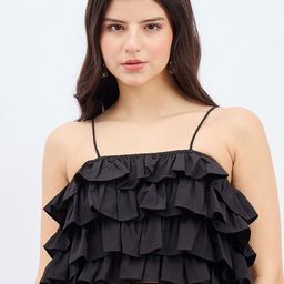Berrylush Women Ruffles Fitted Crop Top-image-26