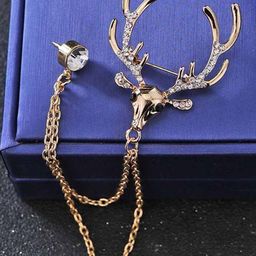 Curren Gold-Plated Zircon Studded Brooch-image-89