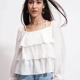 ESPYR By Tokyo Talkies Women Square Neck Layered Top-image-21