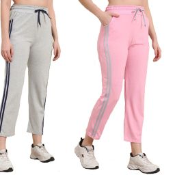 Pack of 2 Women Striped Multicolor Track Pants-image-31