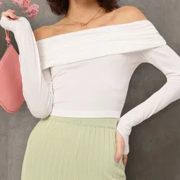 DressBerry Fearless & Fashionable Off Shoulder Fitted Full Sleeves Top-image-31