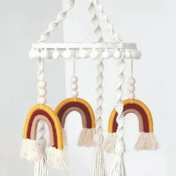 BABBLE WRAP White & Yellow Hand Stitch Crib Cot Mobiles-41