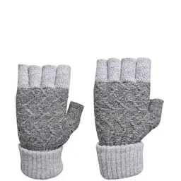 LOOM LEGACY Men Patterned Acrylic Fingerless Gloves-image-91