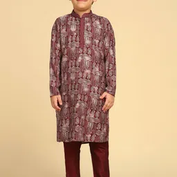 KISAH Boys Paisley Printed Straight Kurta with Pyjamas-picture-45