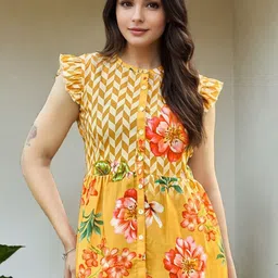 SZN Floral Print High Neck Crepe Peplum Top-picture-32