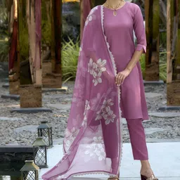 ZIRVI Panelled A-Line Kurta With Trousers & Dupatta-57