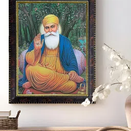 Art Street Orange & Blue 1 Piece Wood Religious Wall Paintings-12
