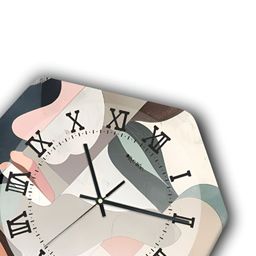 OLIVE TREE Off White & Grey Printed Geometric Wall Clock image 3