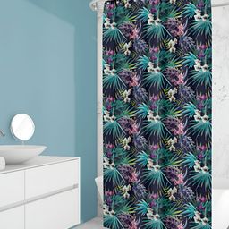 ArtzFolio Navy Blue & Green Printed Waterproof Shower Curtains-image-70