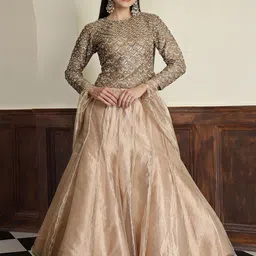 MILU MADAN Embroidered Tissue Ready to Wear Lehenga & Blouse With Dupatta-picture-8
