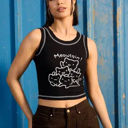 CORSICA Printed Ribbed Crop Top-image-77