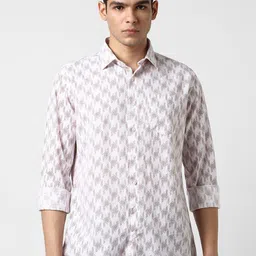 Van Heusen Geometric Printed Spread Collar Slim Fit Formal Shirt-image-7