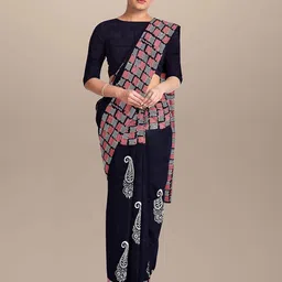 JAIPURI PRINT Floral Pure Cotton Block Print Saree-58