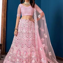 Cute fellow Embroidered Semi-Stitched Lehenga & Unstitched Blouse With Dupatta-image-67