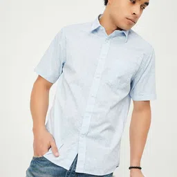 max Floral Printed Spread Collar Cotton Shirt-image-10