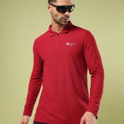 Technosport Men UPF50 Solid Polo Collar Polyester Slim Fit Tshirt-image-2