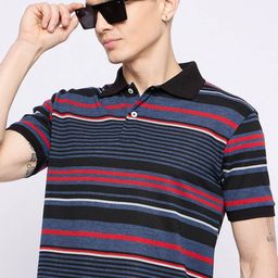 GET GOLF Men Striped Polo Collar Cotton T-shirt-image-49