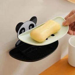 Panda Plastic Soap Holder, Self Adhesive Sticker Soap Dish for Bathroom-image-59