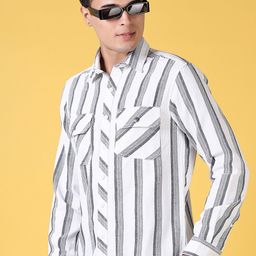 V-Mart Men Opaque Striped Casual Shirt-picture-7